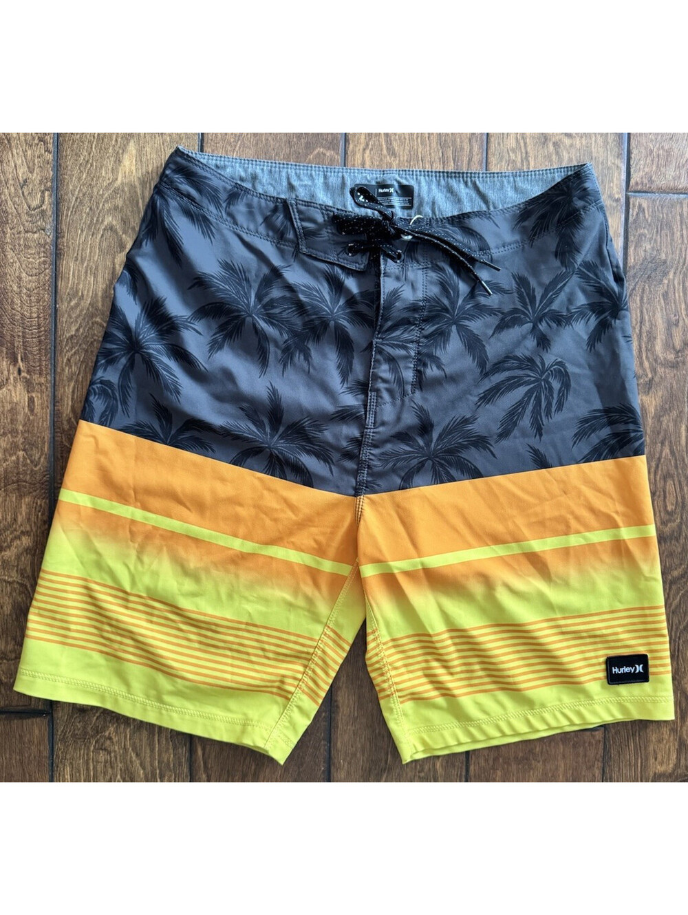 Hurley Phantom Men's Board Shorts Size 29 Black with Orange and Yellow Accents